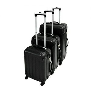 Todeco - Set de 3 maletas Trolley de color negro